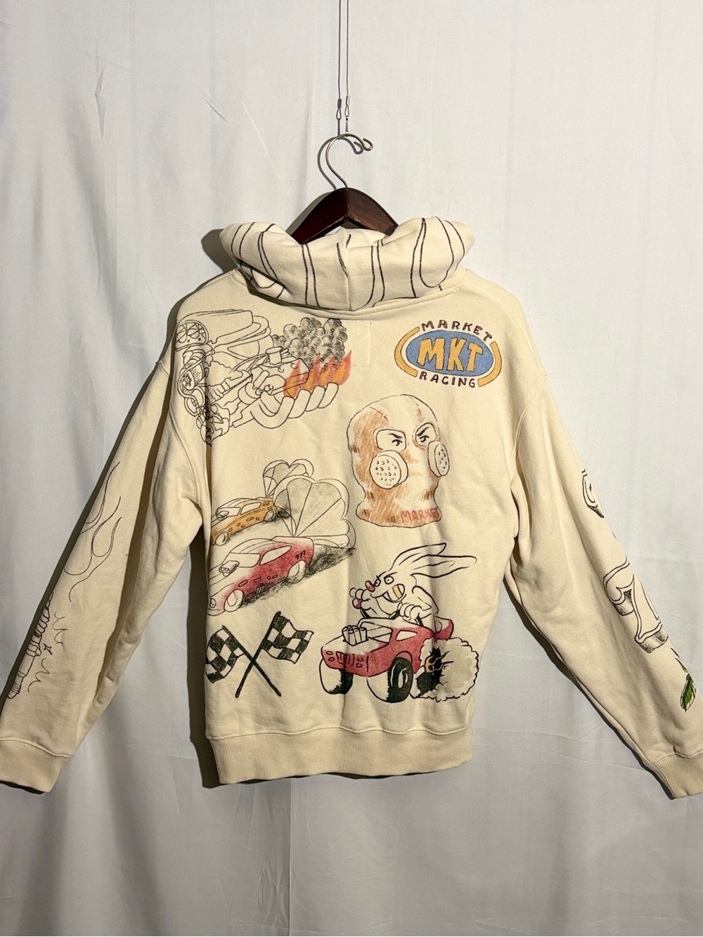 MARKET Chinatown Market Horsepower Racing Hoodie Ecru M